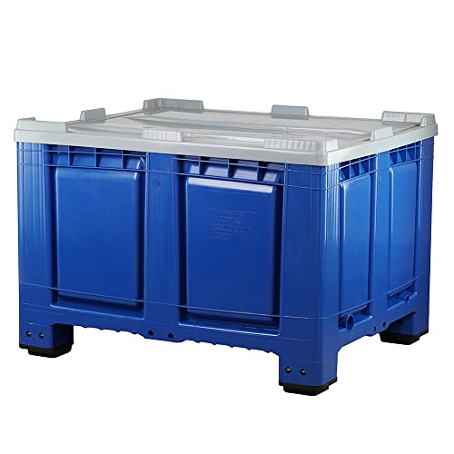 Palettenbox mit Deckel LxBxH: 1200 x 1000 x 790 mm geschlossen mit 4 Füssen in blau von Logiplast