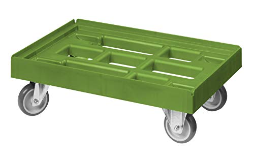 Transportroller für Kisten 60 x 40 cm mit 2 Bock- und 2 Lenkrollen in Grün von Logiplast