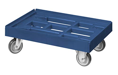 Transportroller für Kisten 60 x 40 cm mit 2 Bock- und 2 Lenkrollen in blau von Logiplast