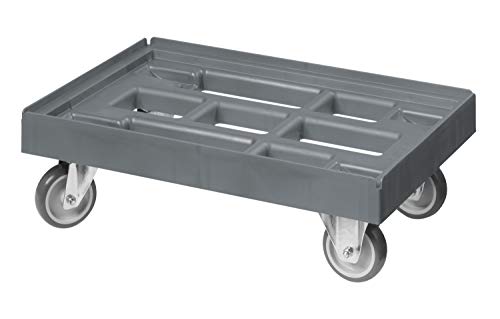 Transportroller für Kisten 60 x 40 cm mit 2 Bock- und 2 Lenkrollen in grau von Logiplast