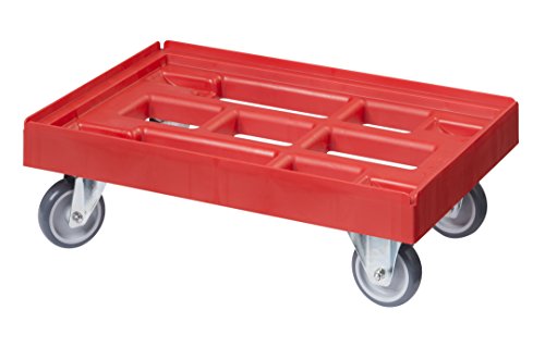 Transportroller für Kisten 60 x 40 cm mit 2 Bock- und 2 Lenkrollen in rot von Logiplast
