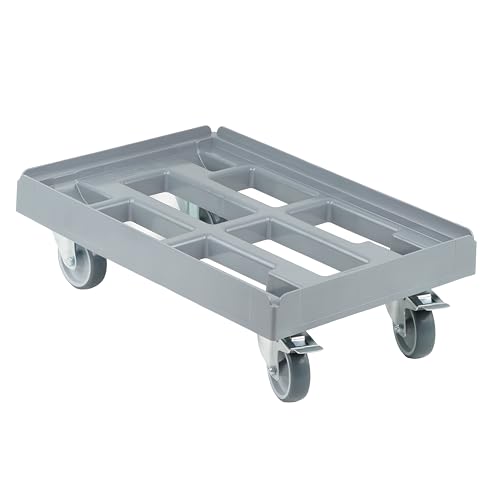 Transportroller für Kisten 60 x 40 cm mit 2 Bockrollen und 2 Bremsen in grau Transportroller für Kisten 60 x 40 cm mit 2 Bockrollen und 2 Bremsen in grau von Logiplast