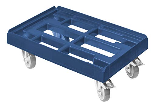Transportroller für Kisten 60 x 40 cm mit 2 Bremsen in blau von Logiplast