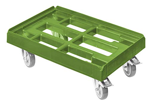 Transportroller für Kisten 60 x 40 cm mit 2 Bremsen in grün von Logiplast