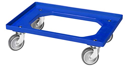 Transportroller für Kisten 60 x 40 cm mit 4 Lenkrollen in blau von Logiplast