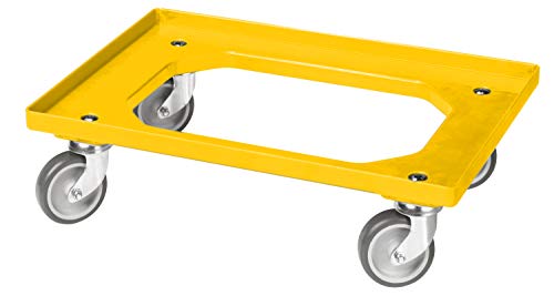 Transportroller für Kisten 60 x 40 cm mit 4 Lenkrollen in gelb von Logiplast