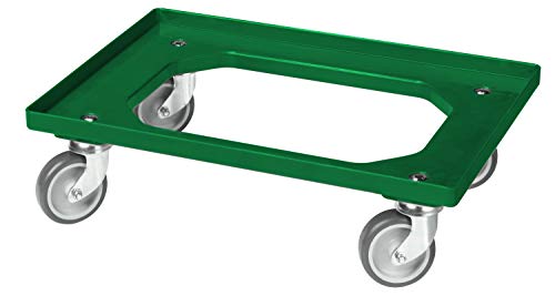 Transportroller für Kisten 60 x 40 cm mit 4 Lenkrollen in grün von Logiplast