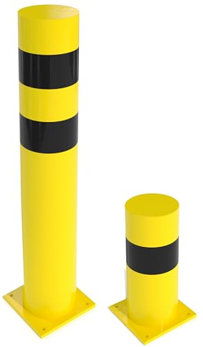 LogistSystem Sperrpfosten Stahl anthrazit Ø 114 mm zum Aufschrauben Höhe über Flur= 90 cm (900mm) Sicherheitspoller Pollerpfosten, Stahlrohr-Sicherheitspollerpfosten, Stahl-Sicherheitspoller von LogistSystem