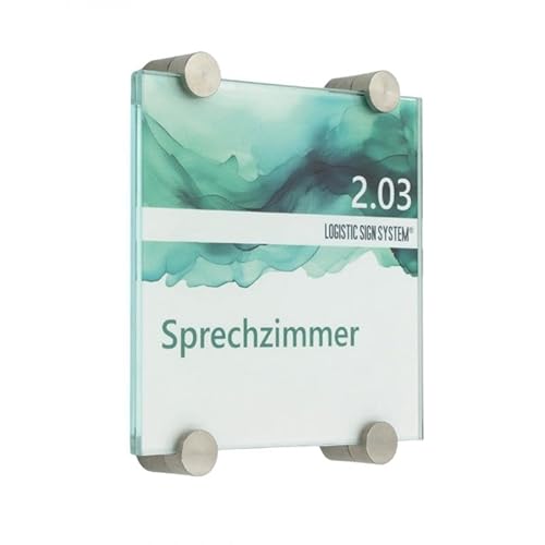 Logistic Sign System I Türschild Glas,Vitrum K4, Klemmhalter (130/130 mm) von Logistic Sign System