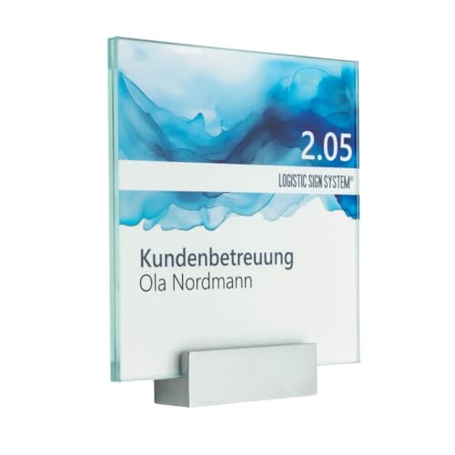 Logistic Sign System Türschild Glas,Vitrum A mit Blockhalter (150/150 mm) von Logistic Sign System