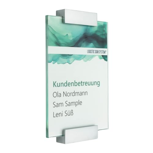 Logistic Sign System Türschild Glas Vitrum A mit 2 Blockhaltern (DIN A5) von Logistic Sign System