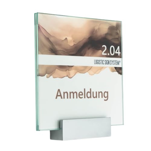 Logistic Sign System I Türschild Glas Vitrum A mit Blockhalter (140/140 mm) von Logistic Sign System
