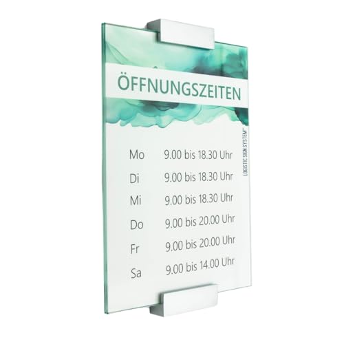 Logistic Sign System Türschild Glas Vitrum A: Sicherheitsglas (ESG) mit 2 Blockhaltern (DIN A4) von Logistic Sign System