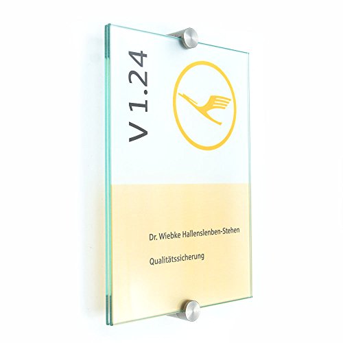 Türschild Glas,Vitrum K2, Klemmhalter (DIN A5) von Logistic Sign System