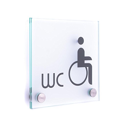 Türschild Glas Vitrum B (130/130 mm B2) (WC Behinderte standard) von Logistic Sign System