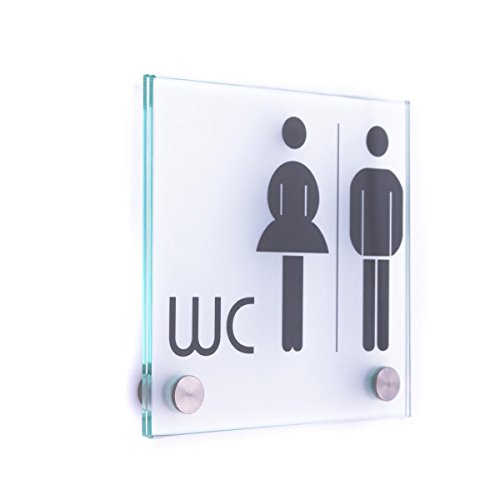 Türschild Glas Vitrum B (130/130 mm B2) (WC H/D standard) von Logistic Sign System