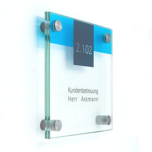 Logistic Sign System Türschild Glas für Büro, 150x150 mm, Vitum B4 von Logistic Sign System