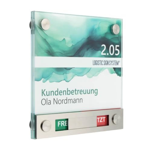 Logistic Sign System Türschild Glas Vitrum B4 (150/150 mm mit Frei-/Besetzt-Anzeige) von Logistic Sign System