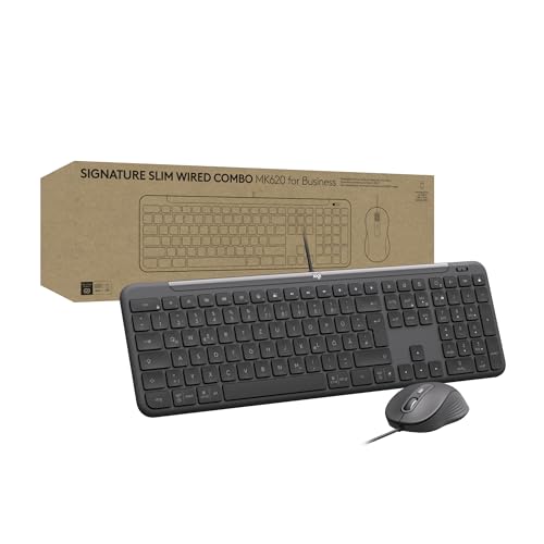 Logitech Signature Slim Wired Combo MK620 for Business, optische kabelgebundene Maus, Tastatur in Standardgröße, USB-C Plug-and-Play, Windows/Mac/Chrome/PC/Notebooks, Deutsches QWERTZ-Layout – Grafit Logitech Signature Slim Wired Combo MK620 for Business, optische kabelgebundene Maus, Tastatur in Standardgröße, USB-C Plug-and-Play, Windows/Mac/Chrome/PC/Notebooks, Deutsches QWERTZ-Layout – Grafit von Logitech