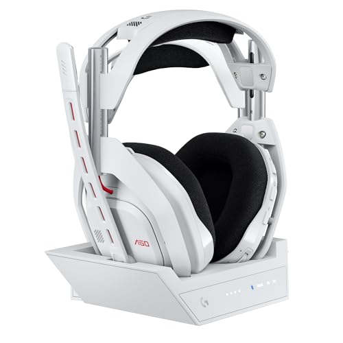 Logitech G Astro A50 LIGHTSPEED kabellose Gaming-Headset + Basisstation (Gen 5), PRO-G GRAPHENE, 3-System-Umschaltung, USB-C für Xbox, PS5, PC/Mac oder Nintendo Switch, Bluetooth - Weiß von Logitech G
