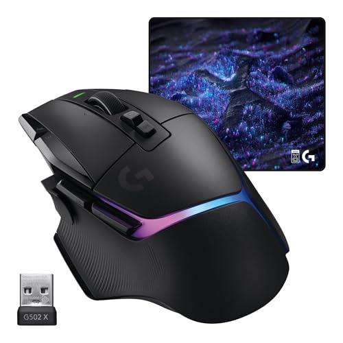 Logitech G G502 X PLUS LIGHTSPEED + G640 SE COMBO - Kabellose RGB-Gaming-Maus und großes Gaming-Mauspad aus Stoff (460 x 400 x 3 mm) - Schwarz von Logitech G