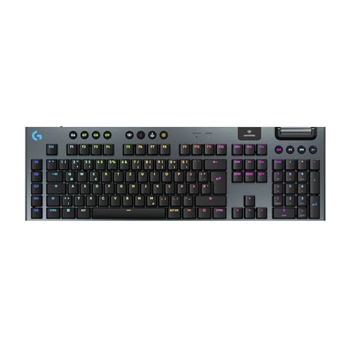 Logitech G G915 X LIGHTSPEED Low-Profile-Kabellose Gaming-Tastatur, Double-Shot-PBT-Tastenkappen, voll programmierbare Tasten, RGB-Hintergrundbeleuchtung, GL Brown-Tactile, PC/Mac, DEU QWERTZ -Schwarz von Logitech G