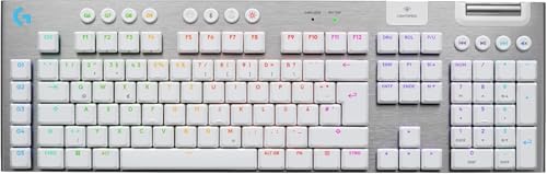 Logitech G G915 X LIGHTSPEED Low-Profile-Kabellose Gaming-Tastatur, Double-Shot-PBT-Tastenkappen, voll programmierbare Tasten, RGB-Hintergrundbeleuchtung, GL Brown-Tactile, PC/Mac, DEU QWERTZ - Weiß von Logitech G