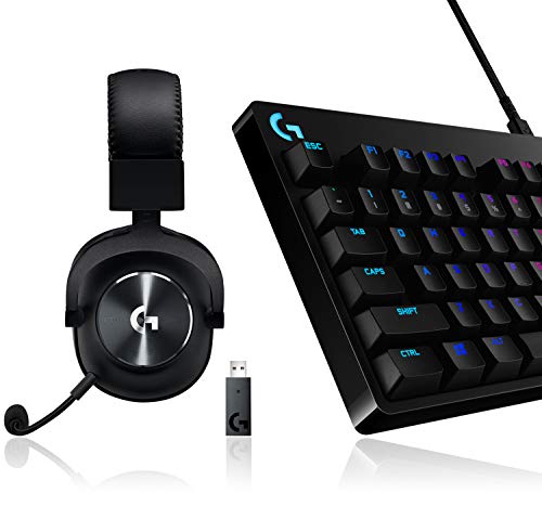 Logitech G PRO X LIGHTSPEED Gaming-Headset (2. Generation) mit Blue VO!CE + Logitech G PRO TKL mechanische Gaming-Tastatur, GX-Blue Clicky Switches, LIGHTSYNC RGB von Logitech