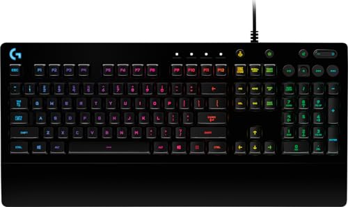 Logitech G213 Prodigy Gaming-Tastatur, RGB-Beleuchtung, Programmierbare G-Tasten, Multi-Media Bedienelemente, Integrierte Handballenauflage, Spritzwassergeschützt, Deutsches QWERTY-Layout - Schwarz Logitech G213 Prodigy Gaming-Tastatur, RGB-Beleuchtung, Programmierbare G-Tasten, Multi-Media Bedienelemente, Integrierte Handballenauflage, Spritzwassergeschützt, Deutsches QWERTY-Layout - Schwarz von Logitech G