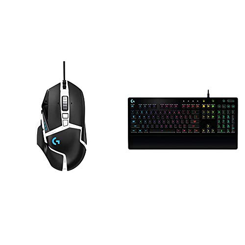 Logitech G502 Hero Gaming Maus Special Edition, Hero 16000 DPI Sensor Schwarz/Weiß + G213 Prodigy Gaming-Tastatur, RGB-Beleuchtung, Programmierbare G-Tasten, Deutsches QWERTZ-Layout von Logitech G