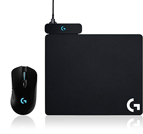 Logitech G703 Lightspeed kabellose Gaming-Maus (mit Hero 16K-Sensor, Lightsync RGB, Powerplay-kompatibel, Gewicht von 95 g) + Logitech Powerplay Wireless Charging Gaming Mousepad von Logitech