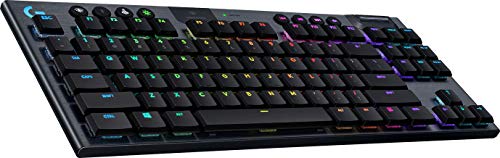 Logitech G915 LIGHTSPEED TKL kabellose mechanische Gaming-Tastatur ohne Ziffernblock, Taktiler GL-Tasten-Switch mit flachem Profil, US QWERTY Layout- Carbon von Logitech G