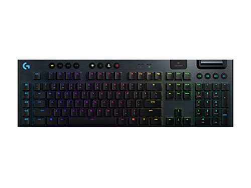 Logitech G915 LIGHTSPEED kabellose mechanische Gaming-Tastatur, Clicky GL-Tasten-Switch mit flachem Profil, US QWERTY Layout - Carbon von Logitech G