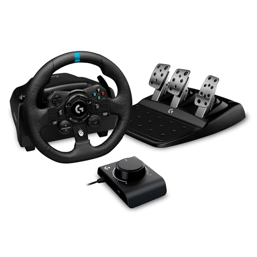 Logitech G923 Rennlenkrad und Pedale für Xbox X|S, Xbox One und PC + Racing Adapter für PRO Racing Wheel und Pedale, Driving Force Shifter, RS Shifter & Handbrake - Schwarz von Logitech G