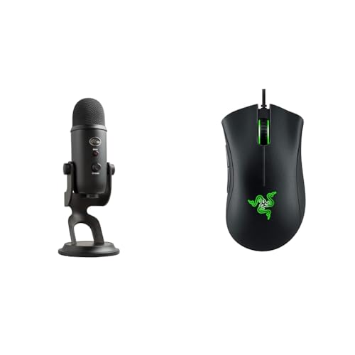 Blue Yeti USB-Mikrofon für Aufnahmen, Streaming, Gaming & Razer DeathAdder Essential (2021) - Kabelgebundene Gaming-Maus von Logitech for Creators