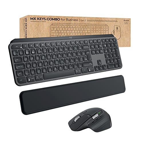 Logitech MX Keys Combo for Business | Gen 2, Full Size Kabellose Tastatur und Kabellose Maus, Französisches AZERTY - Graphit von Logitech