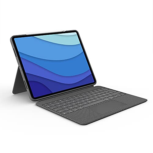 Logitech Combo Touch für iPad Pro 12,9 Zoll (5., 6. Generation:2021,2022) Abnehmbare Tastatur mit Hintergrundbeleuchtung mit Ständer, Click-Anywhere Touchpad, Smart Connector, French AZERTY - Grau von Logitech