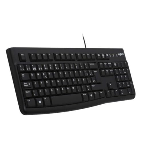 Logitech K120 Kabelgebundene Business Tastatur für Windows und Linux, USB-Anschluss, Leises Tippen, Robust, Spritzwassergeschützt, Tastaturaufsteller, Tschechisches Layout - Schwarz von Logitech
