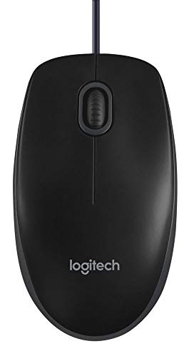 Logitech B100 Maus mit Kabel, USB-Anschluss, 800 DPI Optischer Sensor, 3 Tasten, Für Links- und Rechtshänder, PC/Mac - Schwarz von Logitech