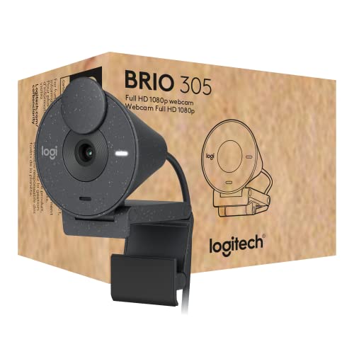 Logitech Brio 305 Full HD 1080P Webcam mit Sichtschutz, Mono Mikrofone zur Rauschunterdrückung, USB-C, Automatische Lichtkorrektur, funktioniert mit Zoom, Microsoft Teams, Google Meet - Graphit von Logitech