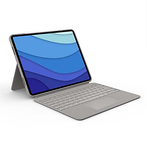 Logitech Combo Touch Schutzhülle mit Tastatur für iPad Pro 12,9 Zoll (5. Generation), abnehmbare Tastatur, Trackpad Click-Anywhere, Smart Connector, italienisches Layout QWERTY, Sand von Logitech