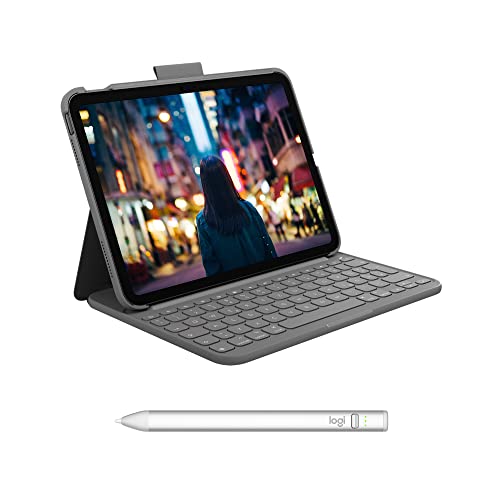 Logitech Combo Touch Tastatur-Case für iPad (10. Generation) mit abnehmbarer Tastatur und Logitech Crayon digitaler Zeichenstift (USB-C) für alle iPads (Versionen 2018 und höher) von Logitech