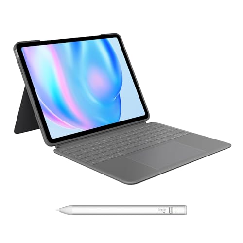 Logitech Combo Touch iPad Air 13 Zoll (M2) (2024) Tastatur-Case und Logitech Crayon digitaler Zeichenstift (ab 2018) ,Deutsches QWERTZ-Layout - Grau von Logitech