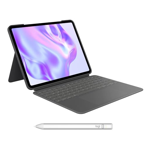 Logitech Combo Touch iPad Pro 13 Zoll (M4) Tastatur-Case Crayon digitaler Zeichenstift (ab 2018), Deutsches QWERTZ-Layout, Graphit von Logitech