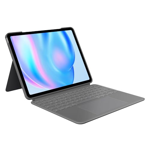 Logitech Combo Touch iPad Air 13 Zoll (M2/M3) (2024/2025) Tastatur-Case – Abnehmbare Tastatur mit Hintergrundbeleuchtung und Halterung, komfortables Tippen, Multi-Use-Modus, Deutsches QWERTZ - Grau von Logitech