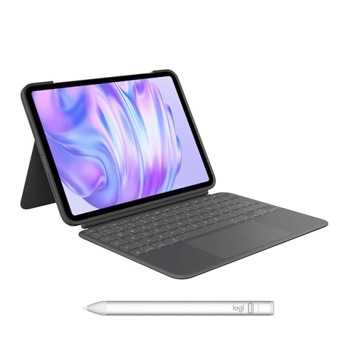Logitech Combo Touch iPad Pro 11 Zoll (M4) Tastatur-Case und Logitech Crayon digitaler Zeichenstift (ab 2018), Deutsches QWERTZ-Layout, Graphit von Logitech
