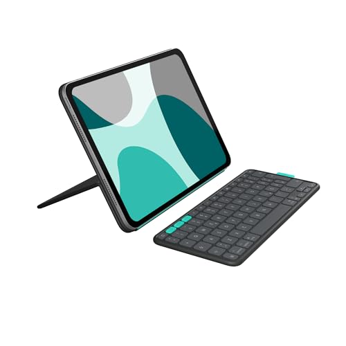 Logitech Flip Folio, Tastatur-Case für iPad Pro 11 Zoll (M4) und iPad Air 11 Zoll (M2 und M3) (5. Gen - 2024) – Schutzcase mit verstaubarer Bluetooth-Tastatur, Multi-Gerät, DEU QWERTZ-Layout – Grafit von Logitech