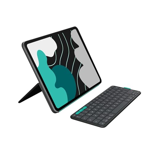 Logitech Flip Folio, Tastatur-Case für iPad Pro 13 Zoll (M4) und iPad Air 13 Zoll (M2 und M3) (2024, 2025) – Schutzcase mit verstaubarer Bluetooth-Tastatur, Multi-Device – Grafit - QWERTY von Logitech