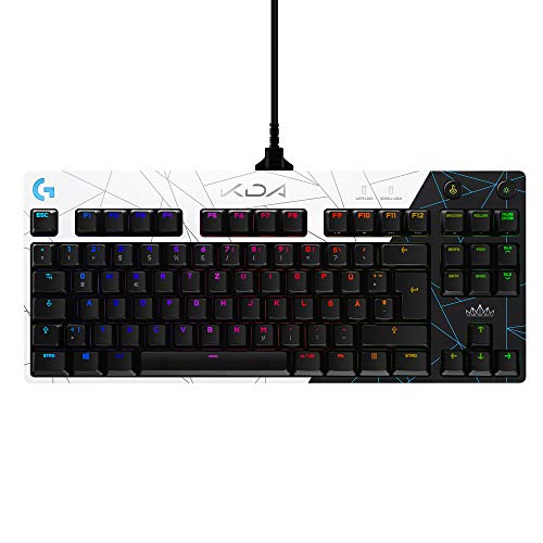 Logitech G PRO K/DA Mechanische Gaming-Tastatur, GX Brown Tactile Switches, Portabel, Micro-USB-Kabel-Anschluss 2.0, LIGHTSYNC RGB, League of Legends Gaming-Zubehör, Deutsches QWERTZ-Layout von Logitech