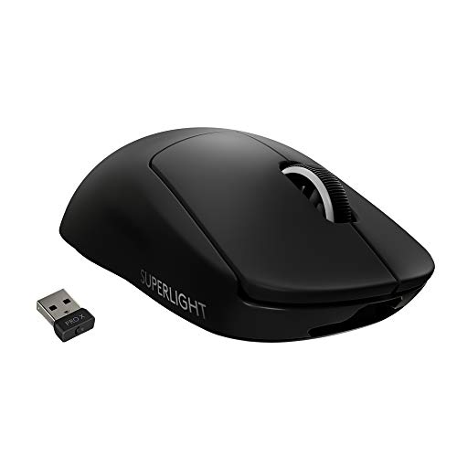 Logitech G PRO X SUPERLIGHT kabellose Gaming-Maus mit HERO 25K Sensor, Ultra-leicht mit 63g, 5 programmierbare Tasten, 70 Stunden Akkulaufzeit, PTFE-Füße ohne Zusatzstoffe, PC/Mac - Schwarz von Logitech G